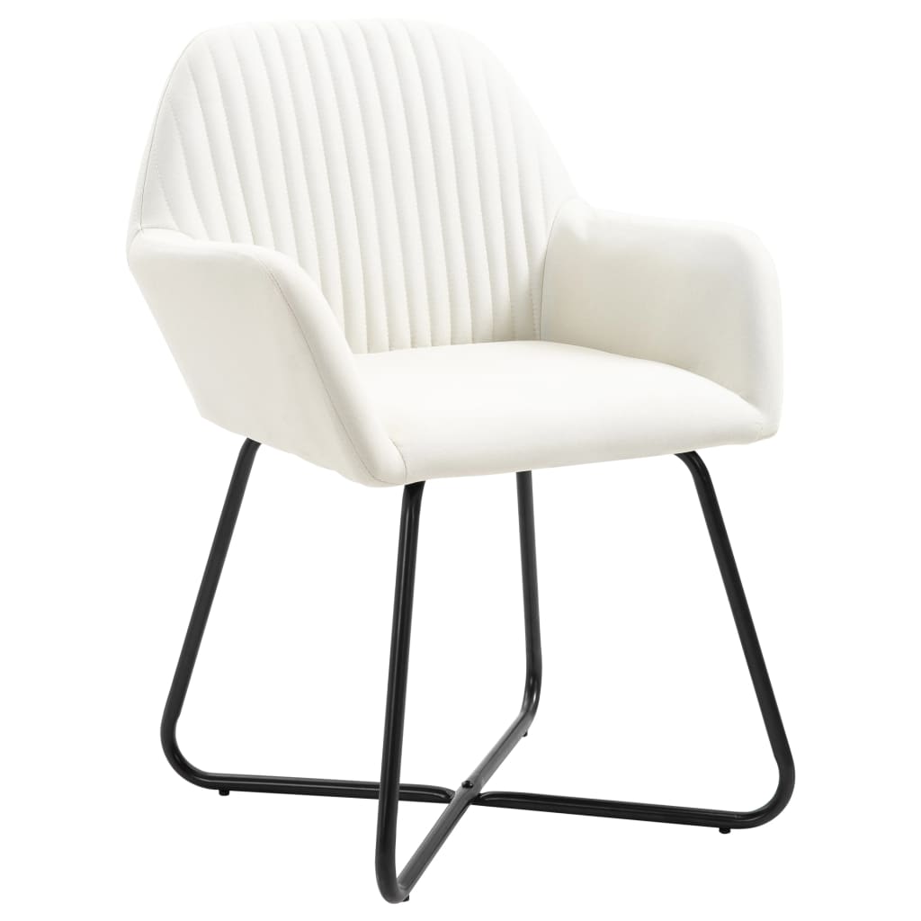 Chaises à manger avec accoudoirs tissu crème lot de 2