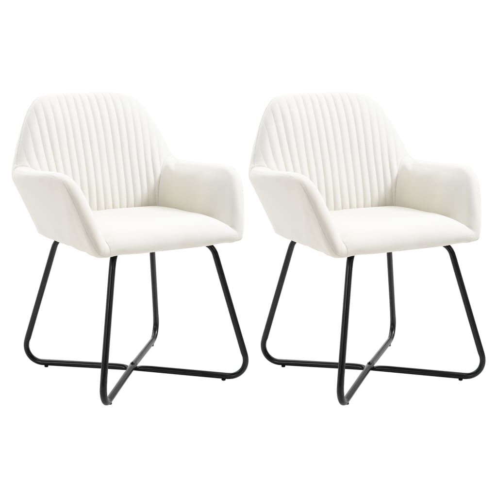 Chaises à manger avec accoudoirs tissu crème lot de 2