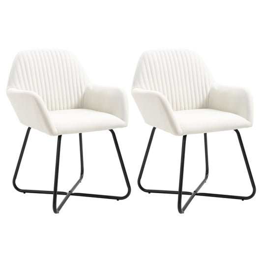 Chaises à manger avec accoudoirs tissu crème lot de 2