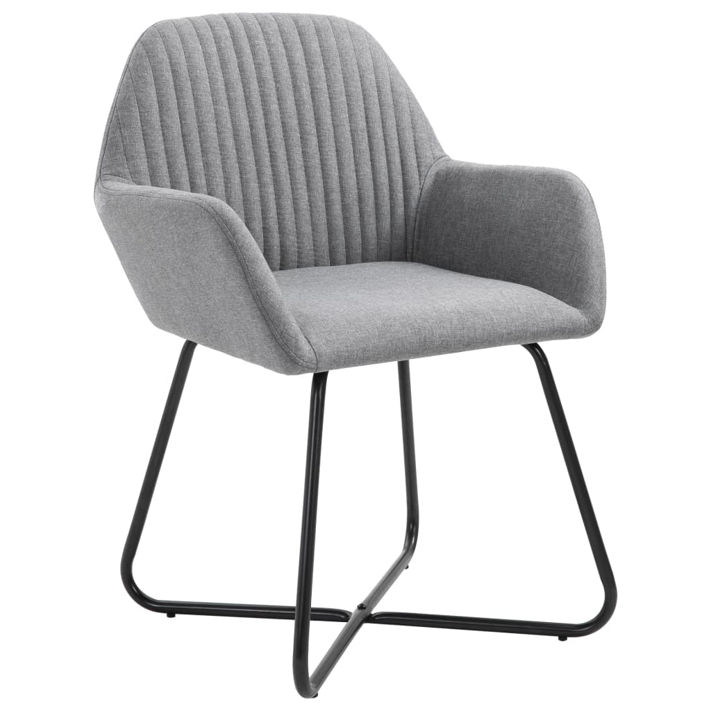 Chaises à manger avec accoudoirs tissu gris clair lot de 2