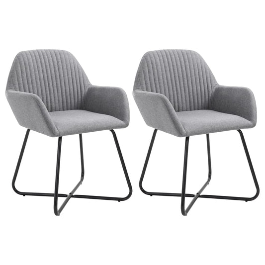 Chaises à manger avec accoudoirs tissu gris clair lot de 2