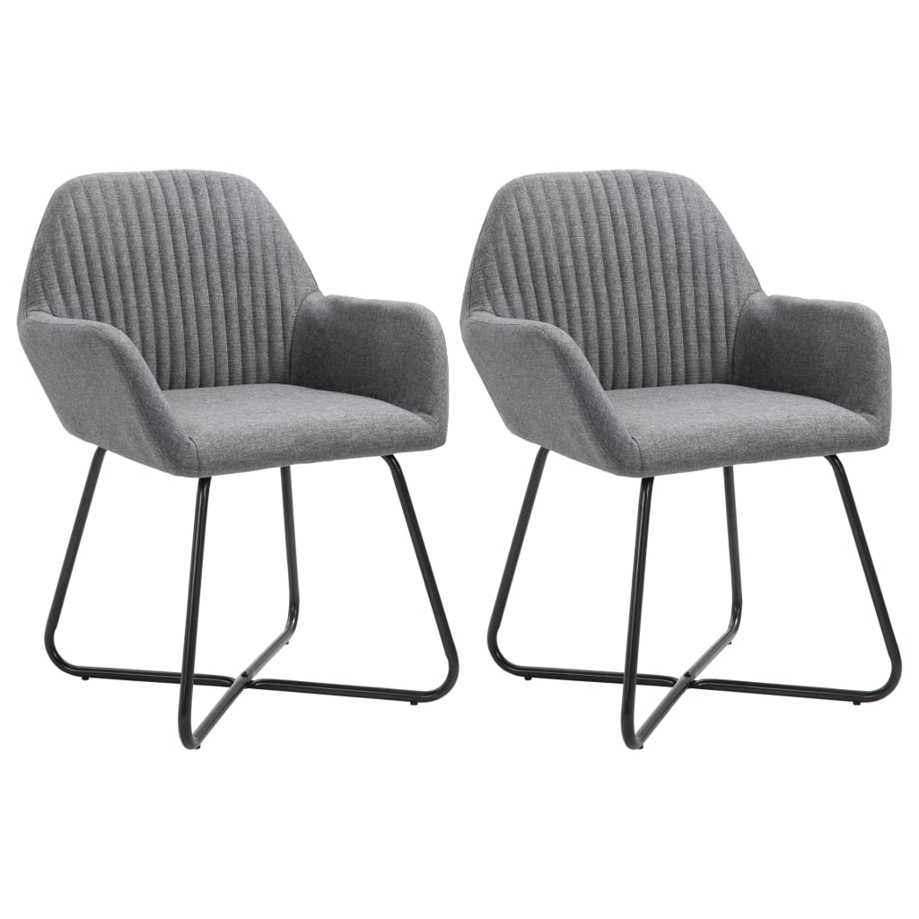 Chaises à manger avec accoudoirs tissu gris foncé lot de 2