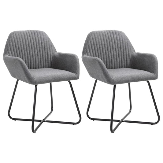 Chaises à manger avec accoudoirs tissu gris foncé lot de 2