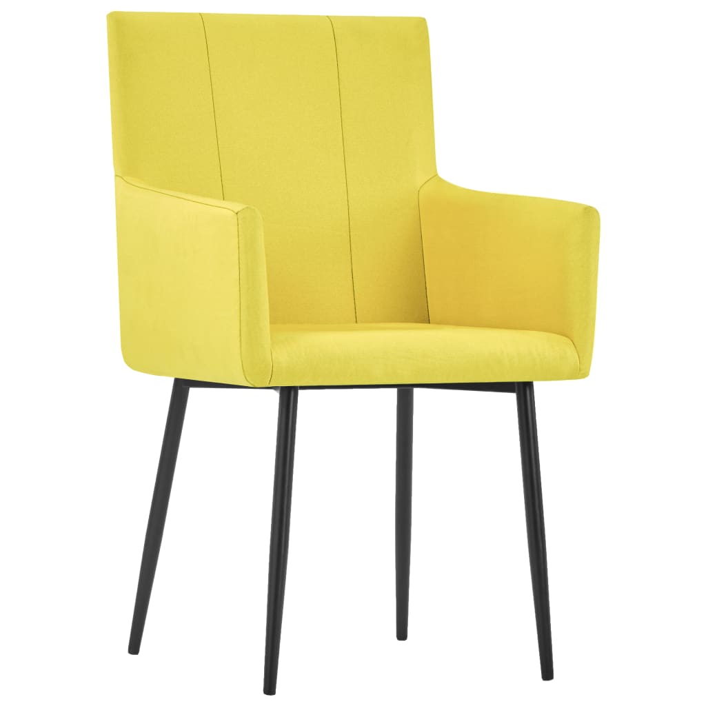 Chaises à manger avec accoudoirs tissu jaune lot de 2