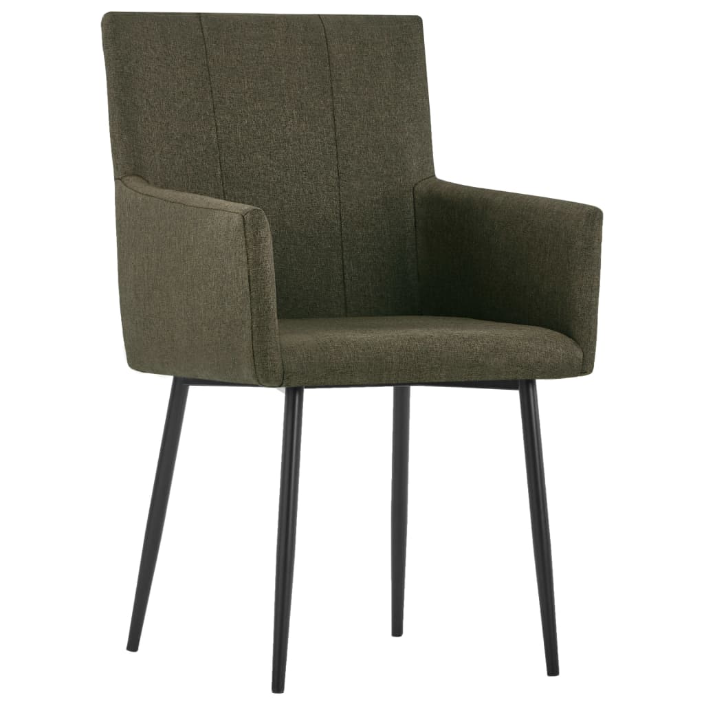 Chaises à manger avec accoudoirs tissu marron lot de 2