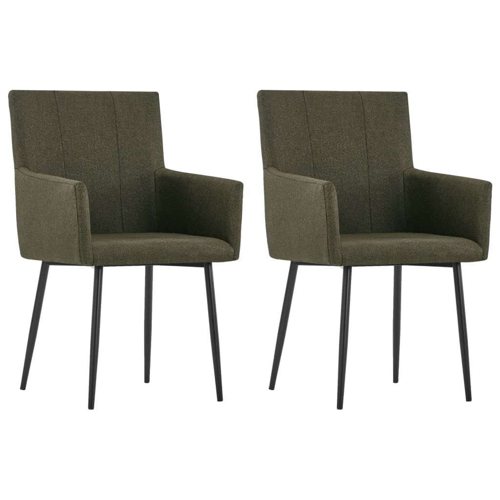 Chaises à manger avec accoudoirs tissu marron lot de 2