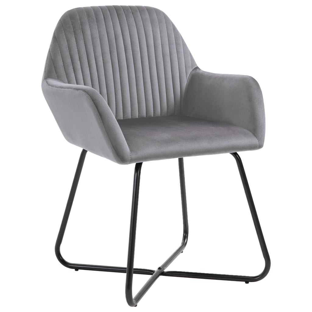 Chaises à manger avec accoudoirs velours gris lot de 2