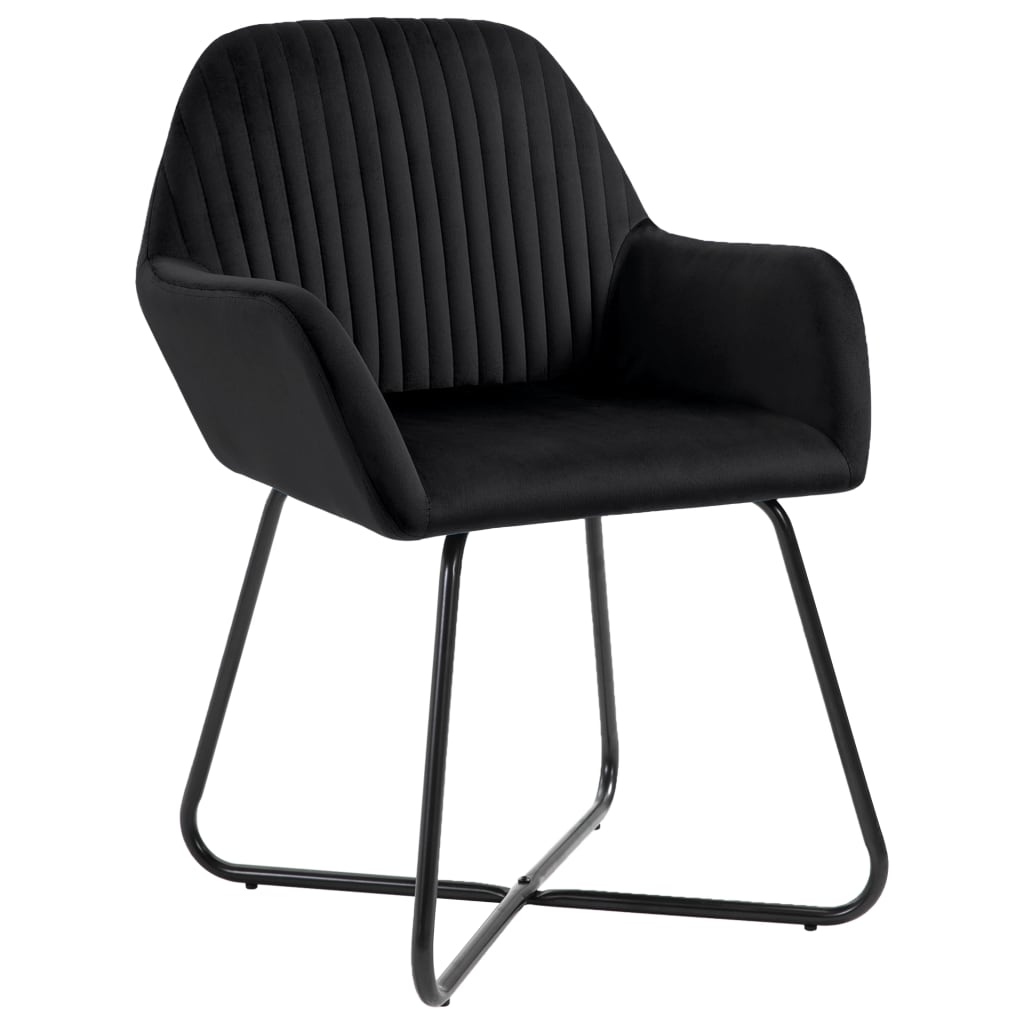 Chaises à manger avec accoudoirs velours noir lot de 2