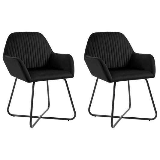 Chaises à manger avec accoudoirs velours noir lot de 2