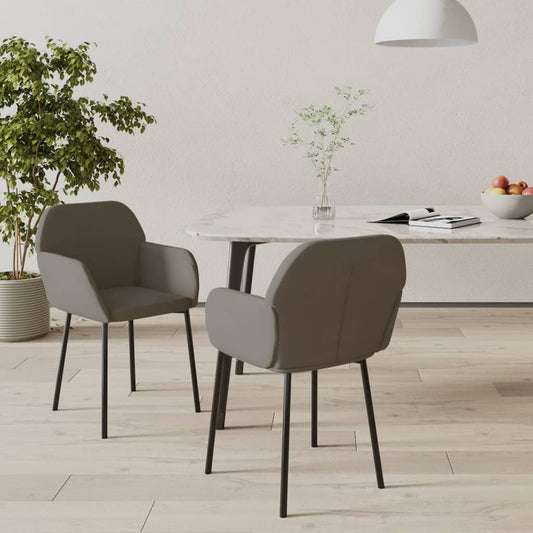 Chaises à manger velours gris foncé avec accoudoirs lot de 2