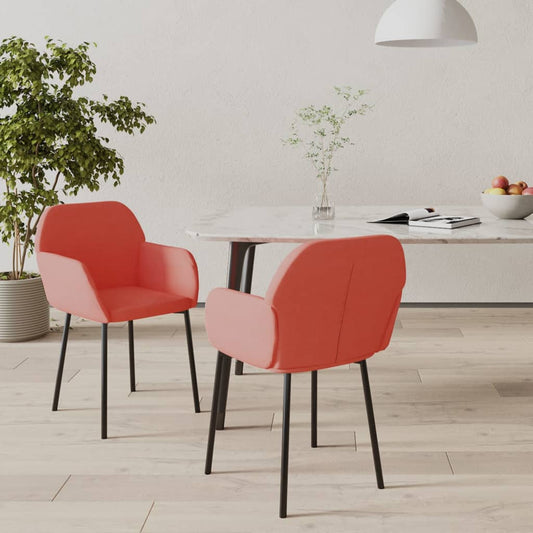 Chaises à manger velours rose avec accoudoirs lot de 2