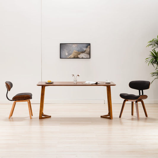 Chaises salle à manger bois courbé et tissu gris lot de 2