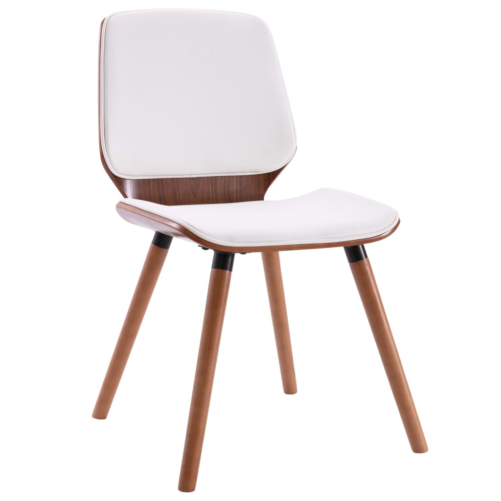 Chaises salle à manger bois foncé et similicuir blanc lot de 2