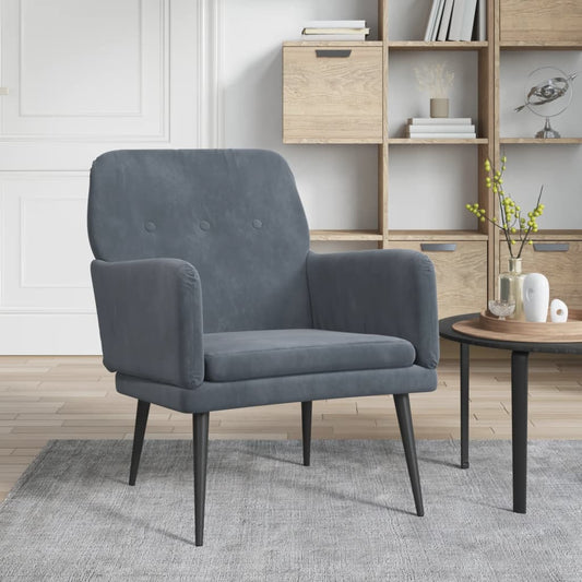 Armchair Dark gray 62x79x79 cm Velvet