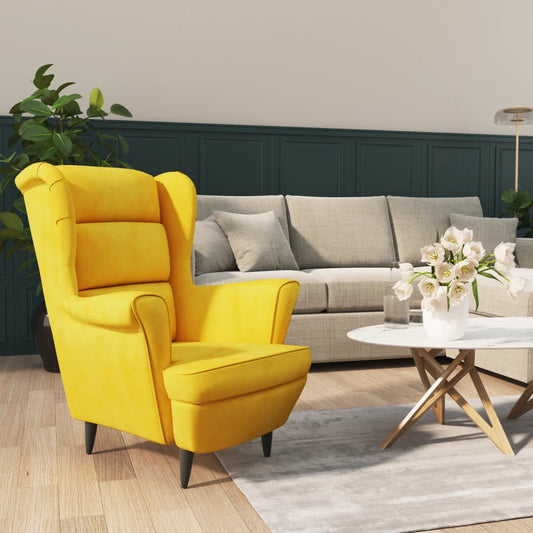 Fauteuil Velours Jaune moutarde