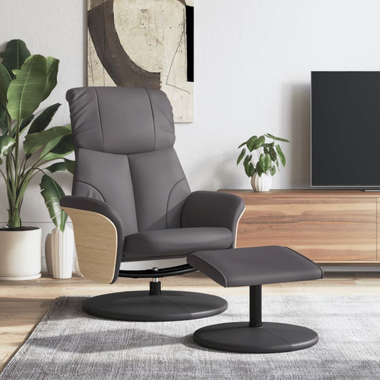 Fauteuil inclinable avec repose-pied similicuir gris