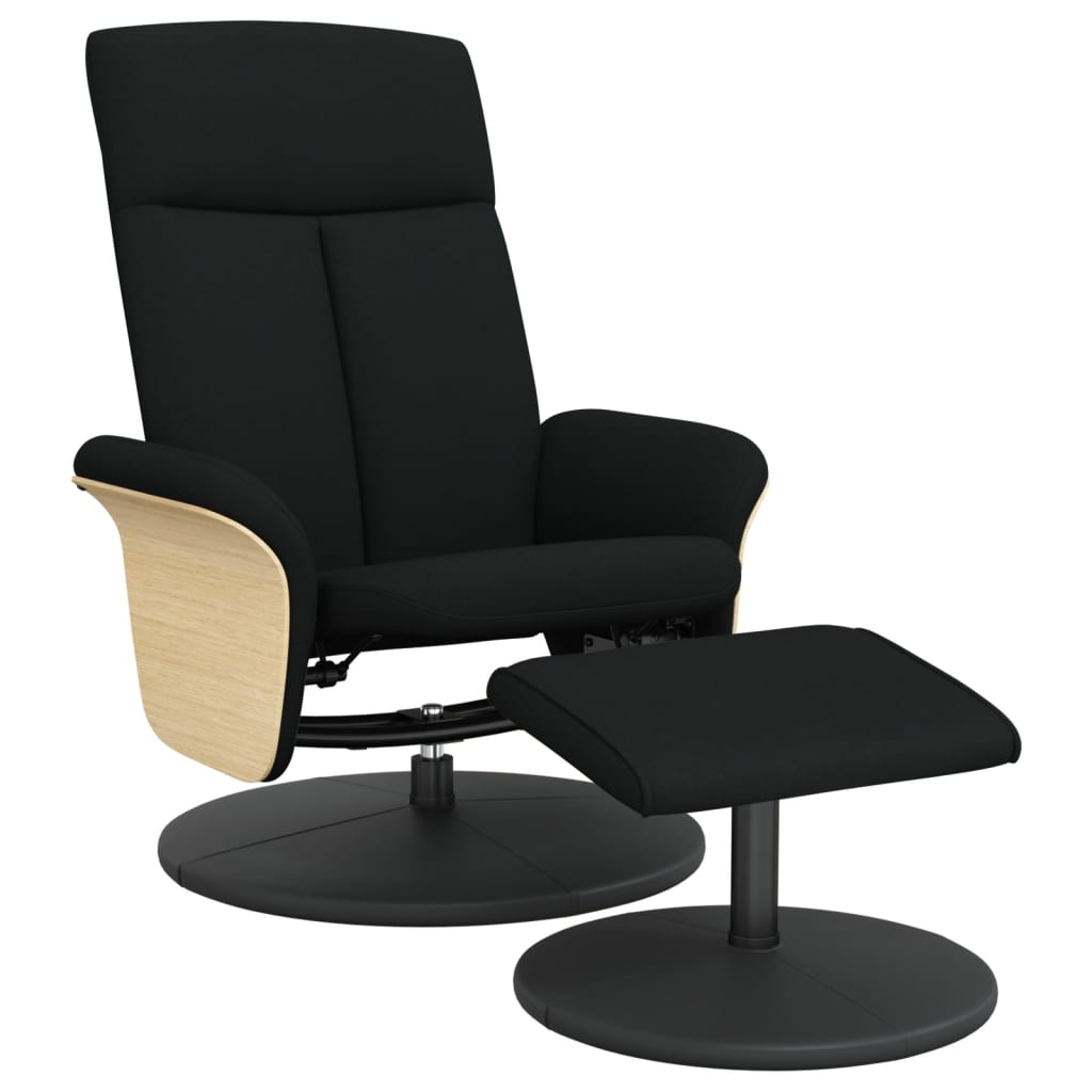 Fauteuil inclinable avec repose-pied noir tissu