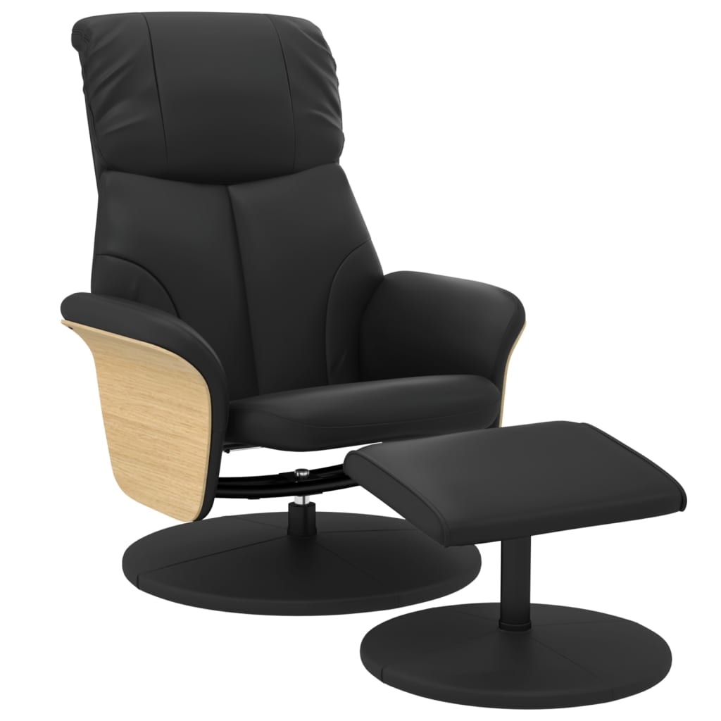 Fauteuil inclinable avec repose-pied similicuir noir