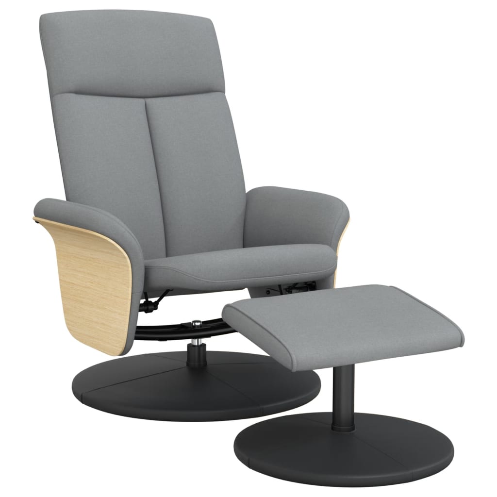 Fauteuil inclinable avec repose-pied tissu gris clair