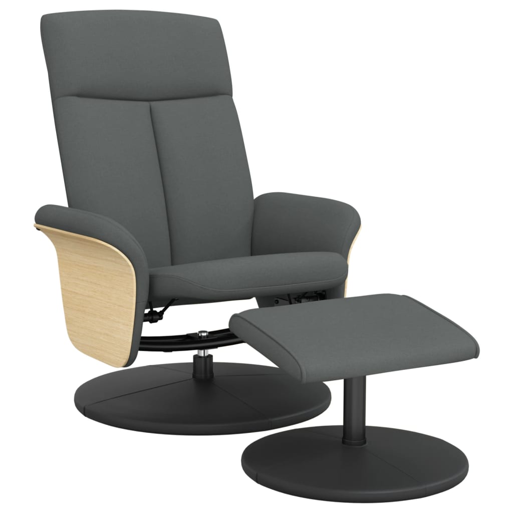 Recliner chair with footrest dark gray fabric