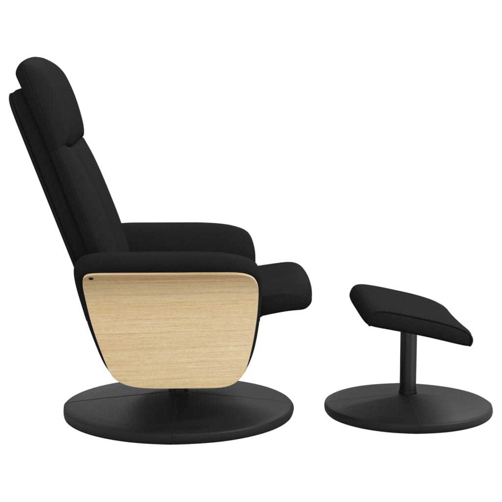 Fauteuil inclinable avec repose-pied noir tissu