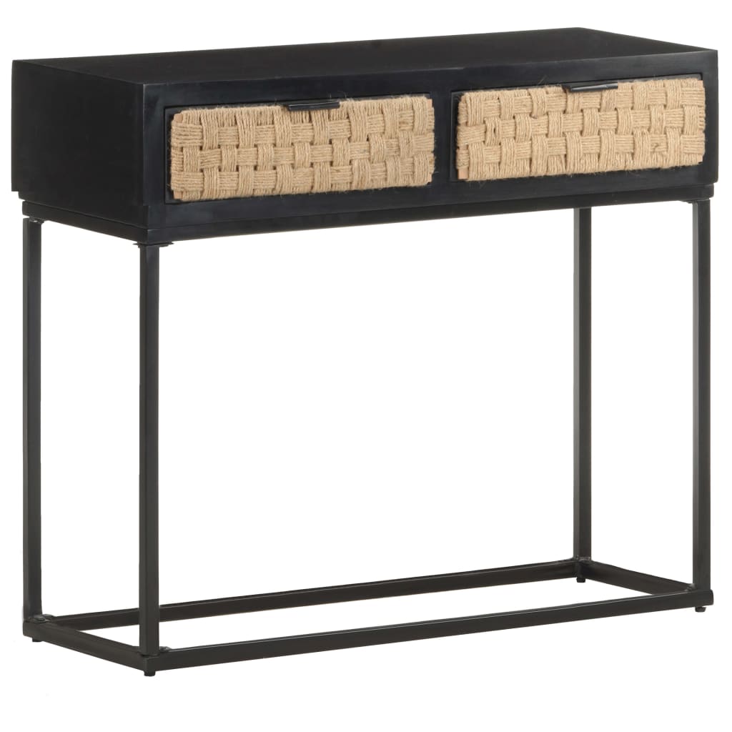 Table console Bois de manguier noir et jute 90x35x76 cm