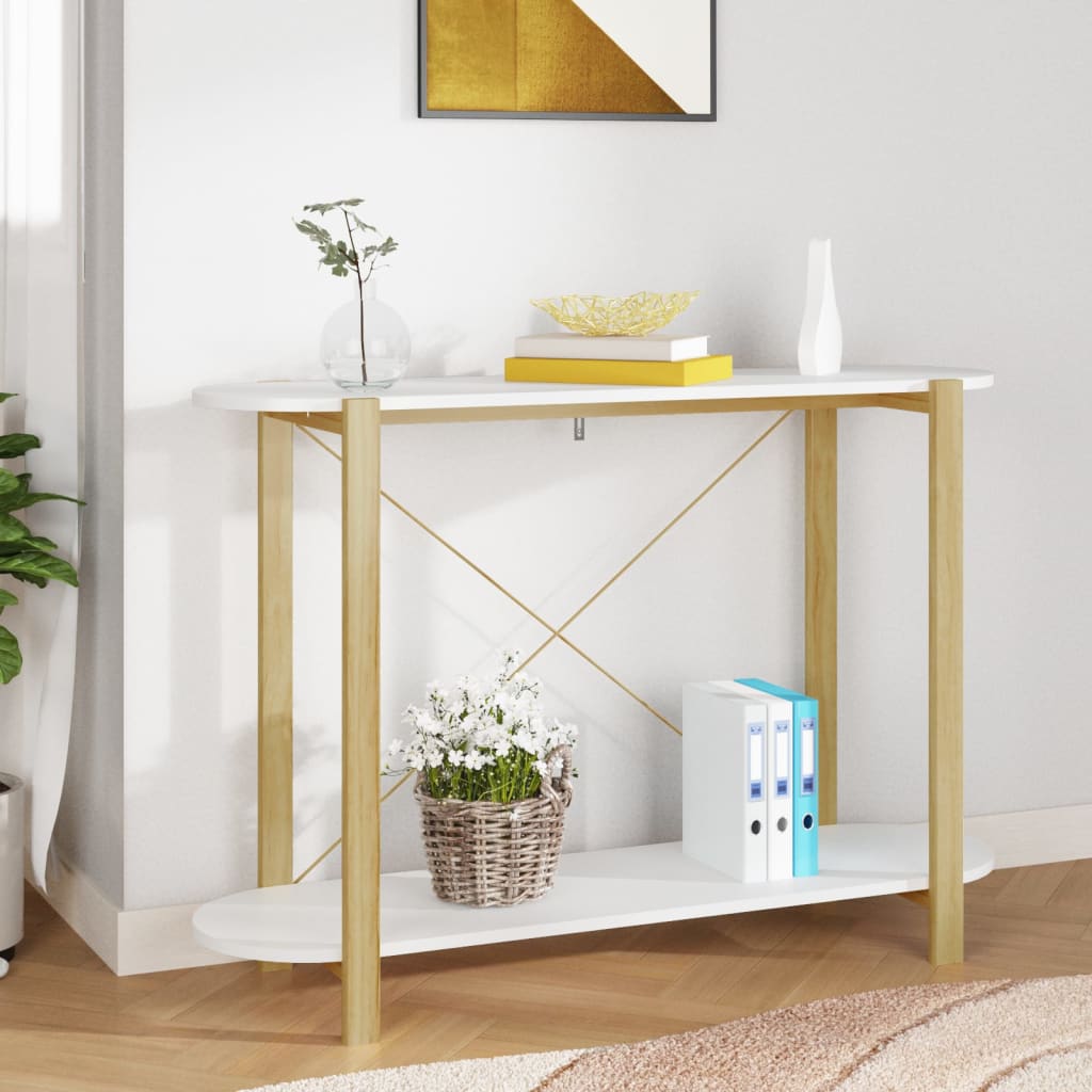 Table console Blanc et pin 110x38x75 cm