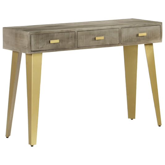 Table console Bois de manguier Gris avec laiton 110x35x76 cm