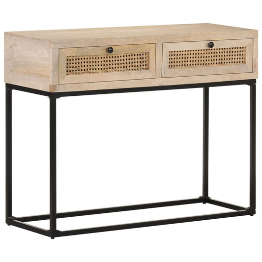 Table console Bois de manguier et canne naturelle  100x35x76 cm