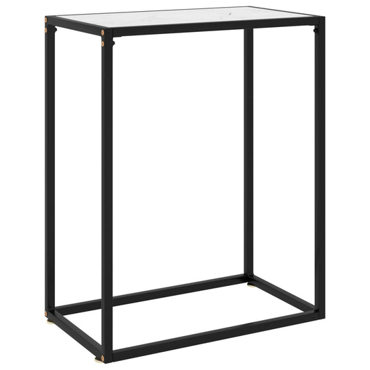 Console table White 60x35x75 cm Tempered glass