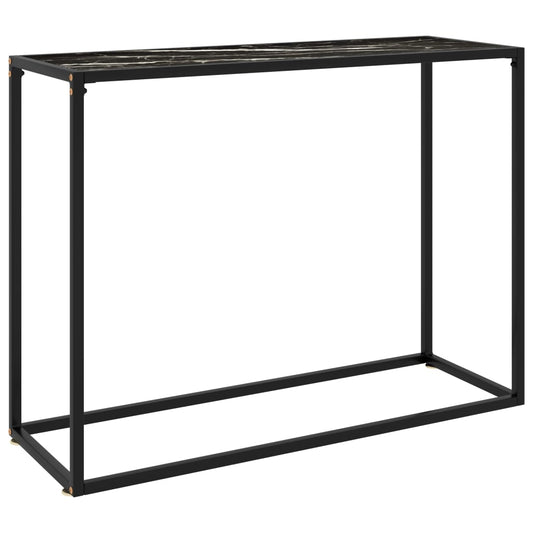 Table console Verre trempé marbre Noir 100x35x75 cm