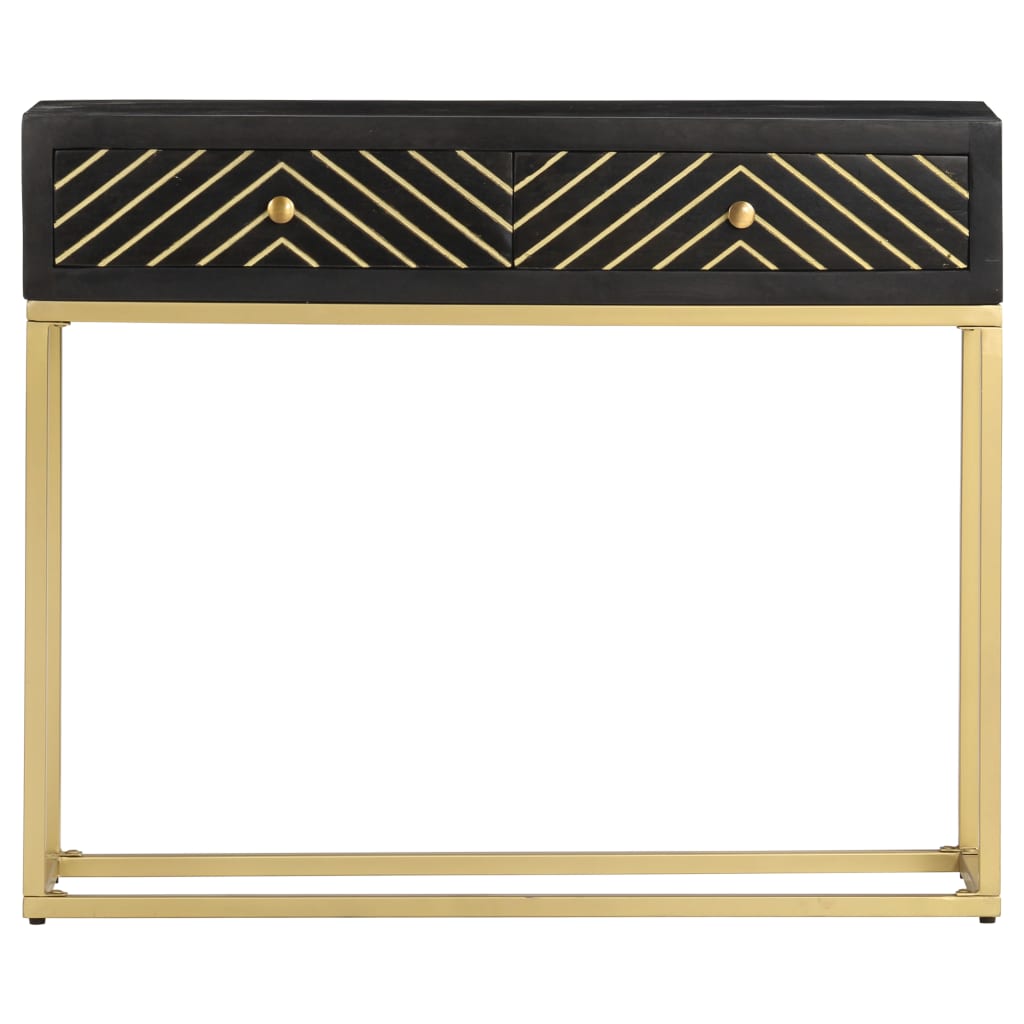 Console table Black and gold 90x30x75 cm Solid mango wood