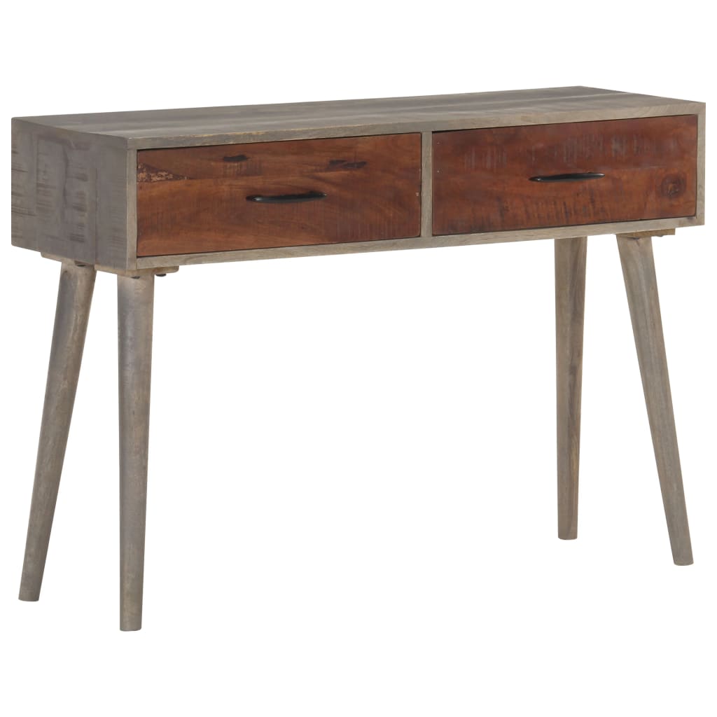 Table console gris et bois de manguier 110x35x75 cm