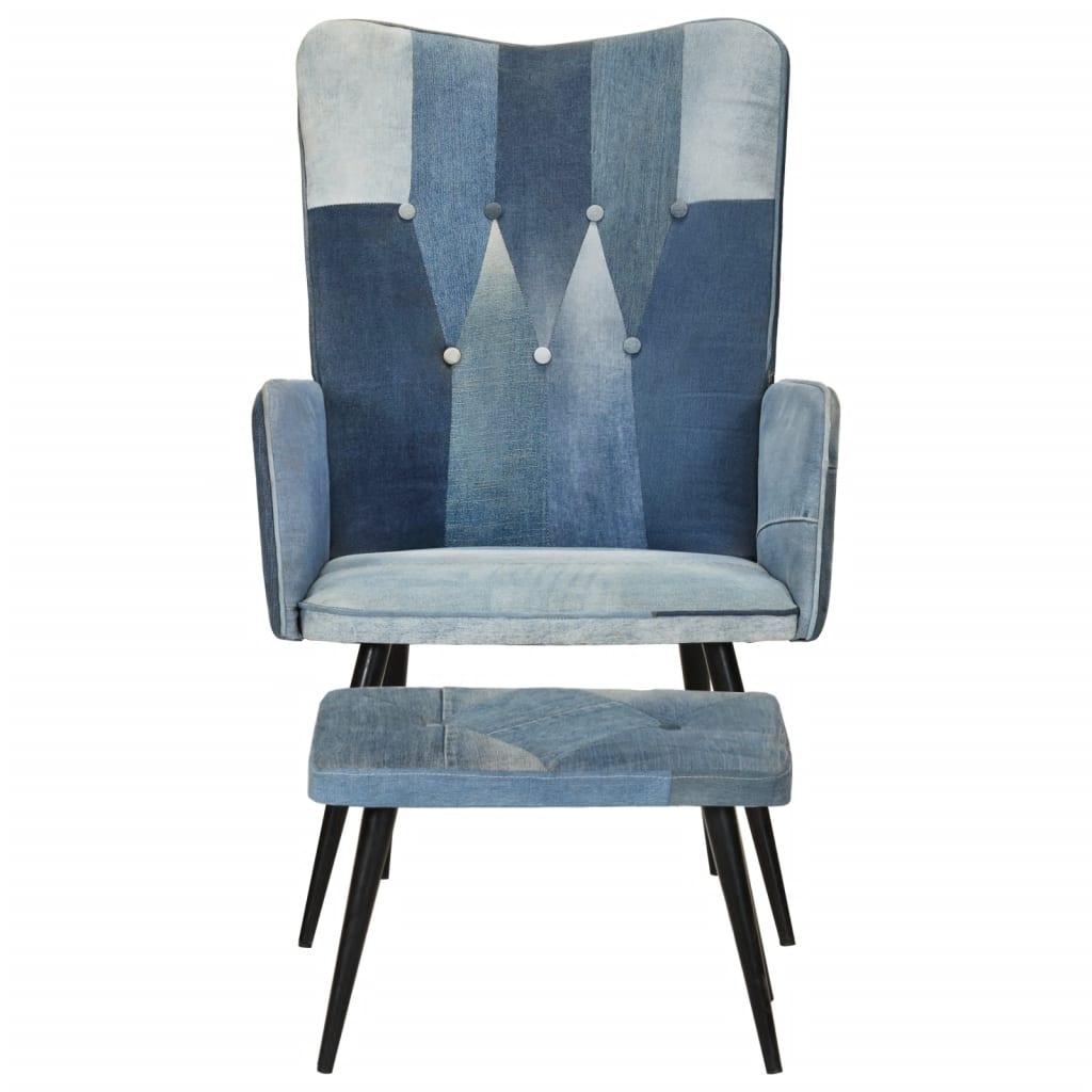 chaise relaxation avec repose-pieds Denim Bleu